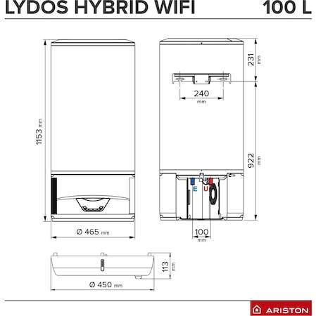 Ariston Lydos Hybrid WIFI 100 "A" energiaosztályú elektromos vízmelegítő Száraz, szteatit kerámia fűtőbetét (3629065)