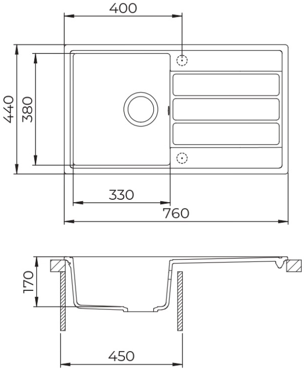 EVIDO 442068 EVIDO Easy 45S gránit mosogatótál platina