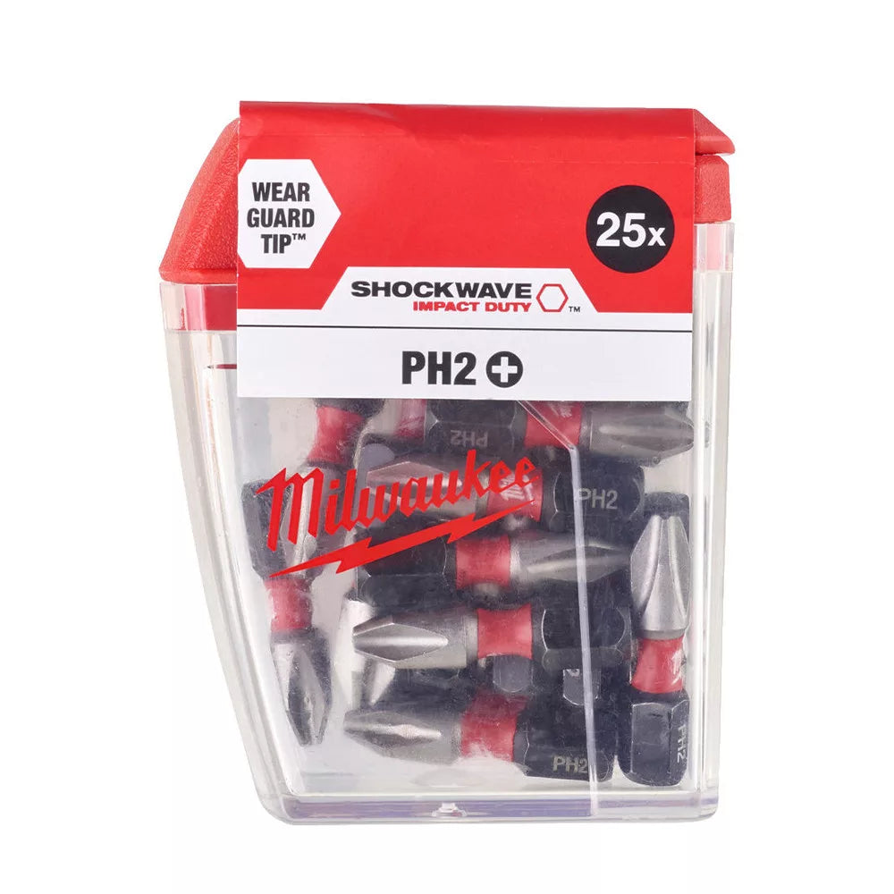 MILWAUKEE SHOCKWAVE CSAVAROZÓ BIT PH2-25mm (25 db-os készlet