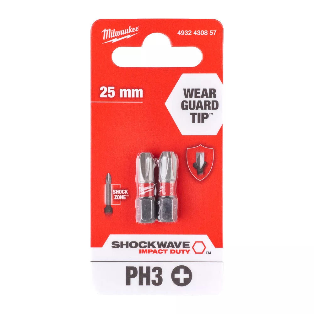 MILWAUKEE SHOCKWAVE CSAVAROZÓ BIT PH3 25mm 2db-os készlet