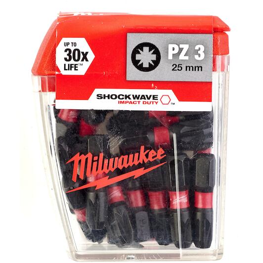 MILWAUKEE SHOCKWAVE CSAVAROZÓ BIT PZ3 25mm 25 db-os készlet