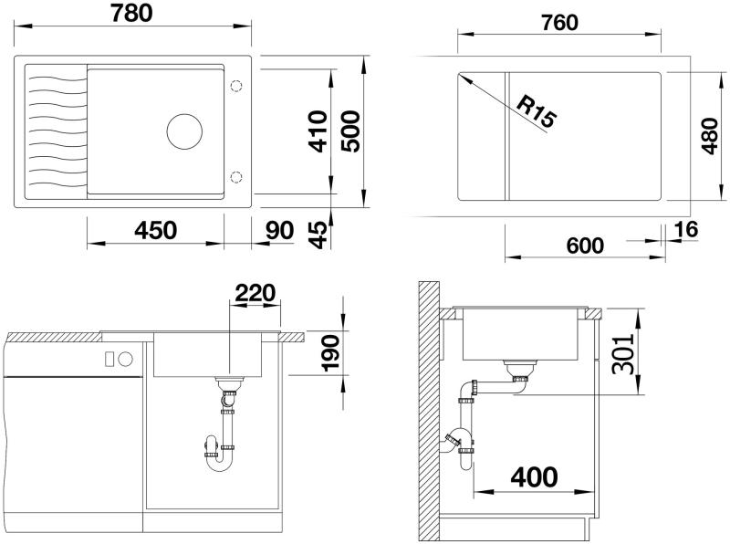 Blanco Elon XL 6S törtfehér 527069 mosogatótál + tartozékok