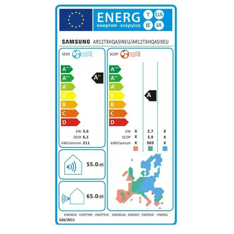 Samsung AR12TXHQASINEU + AR12TXHQASIXEU inverteres split klíma 3,6kW-os Kifutó modell
