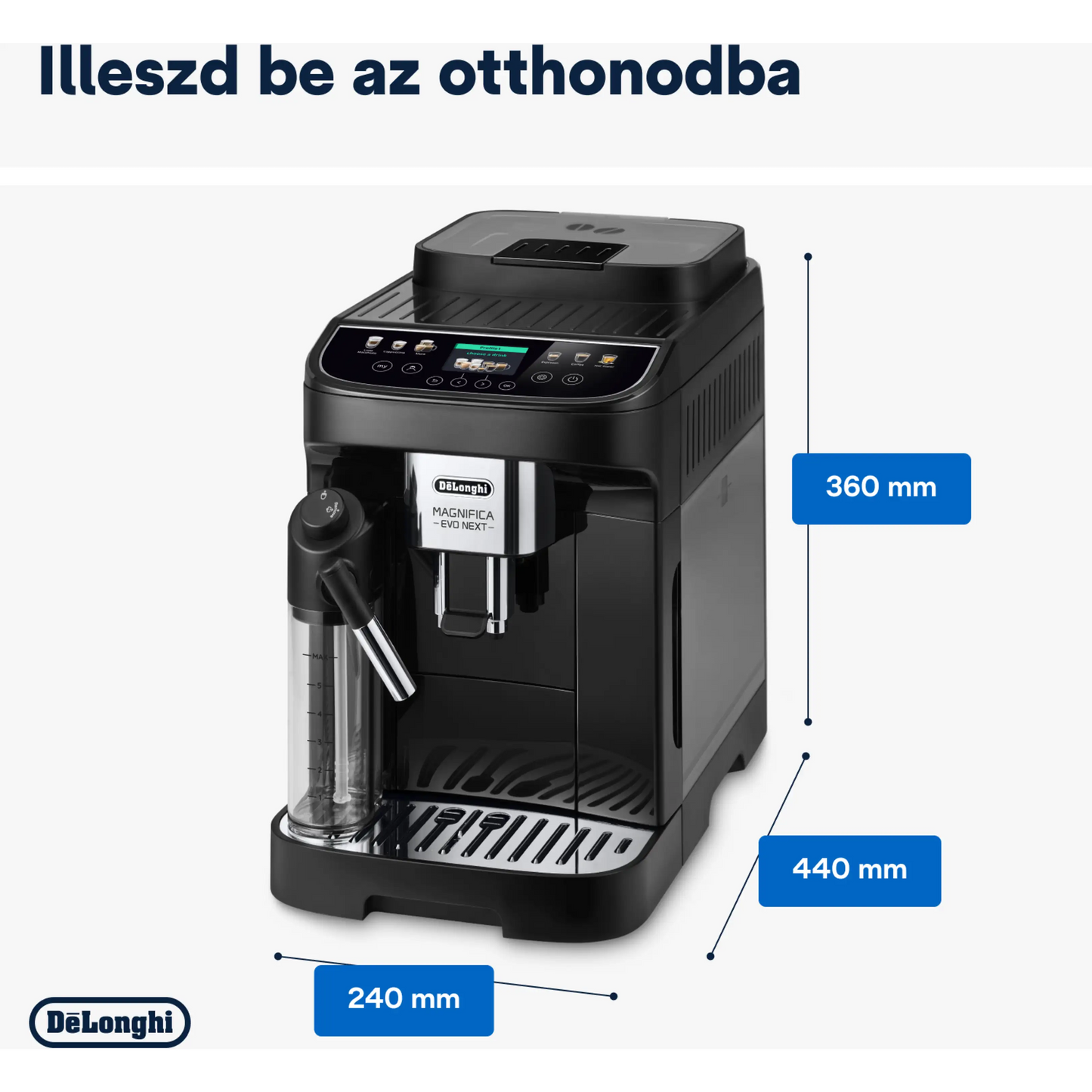 DE-LONGHI Magnifica Evo Next ECAM310.60.B LatteCrema automata tejtartályos kávégép