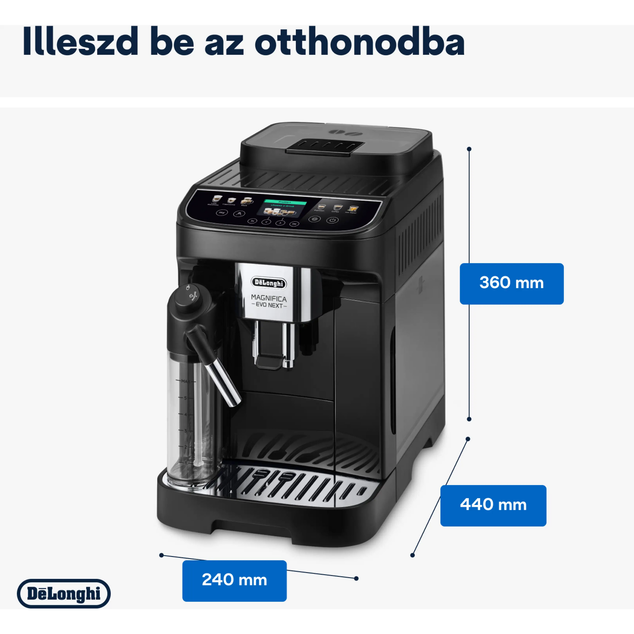 DE-LONGHI Magnifica Evo Next ECAM310.60.B LatteCrema automata tejtartályos kávégép