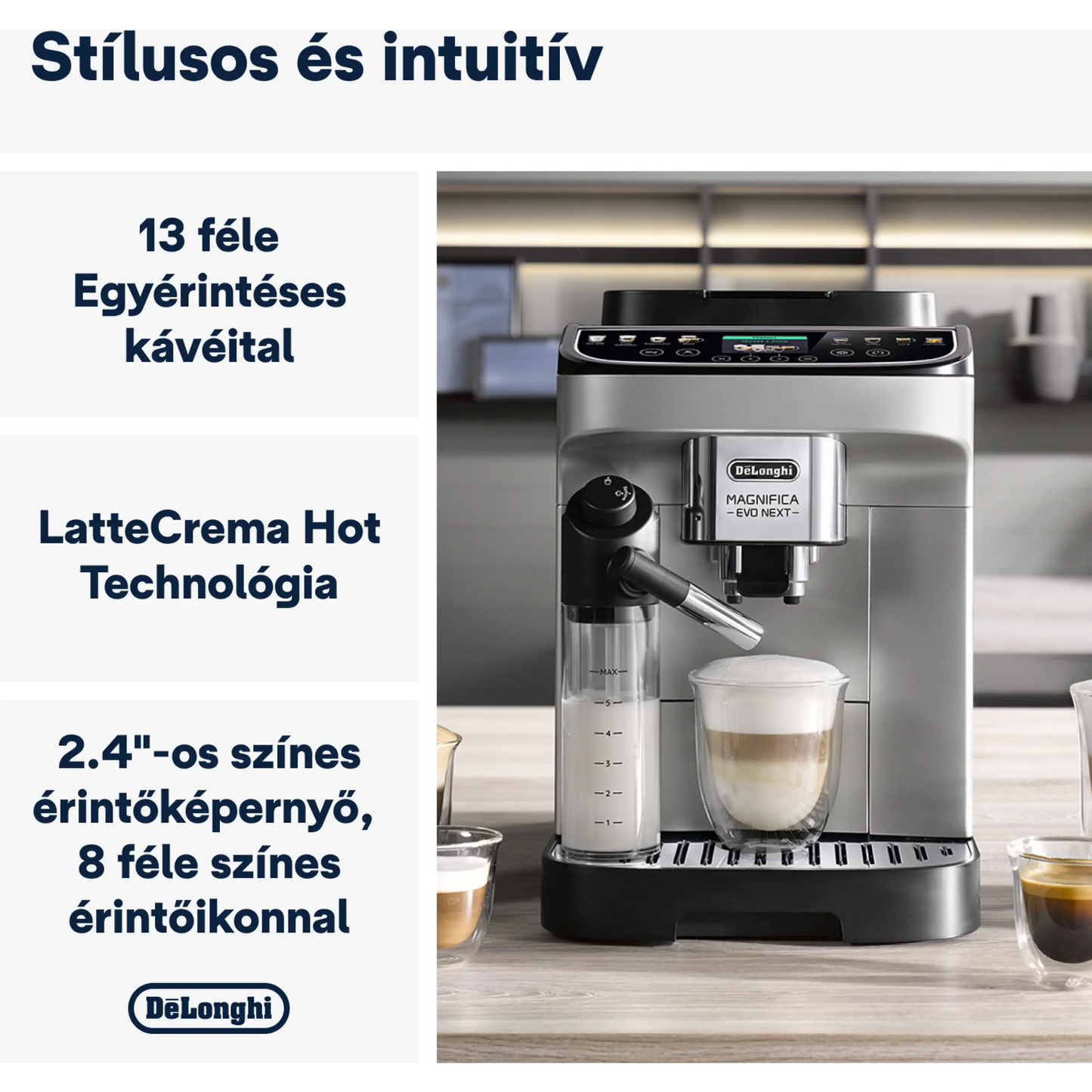 DE-LONGHI Magnifica Evo Next ECAM310.80.SB automata tejtartályos kávéfőző