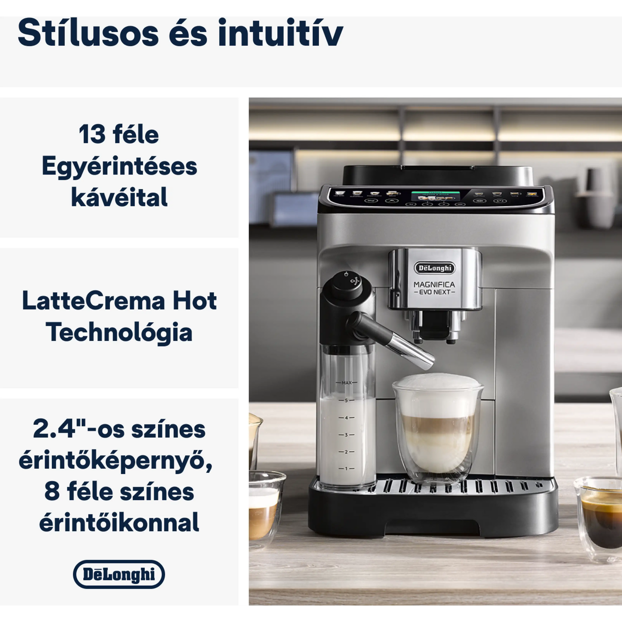 DE-LONGHI Magnifica Evo Next ECAM310.80.SB automata tejtartályos kávéfőző