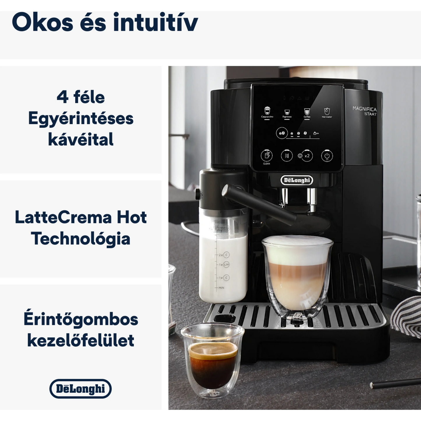 DE-LONGHI Magnifica Start ECAM220.60.B automata tejtartályos kávéfőző, fekete