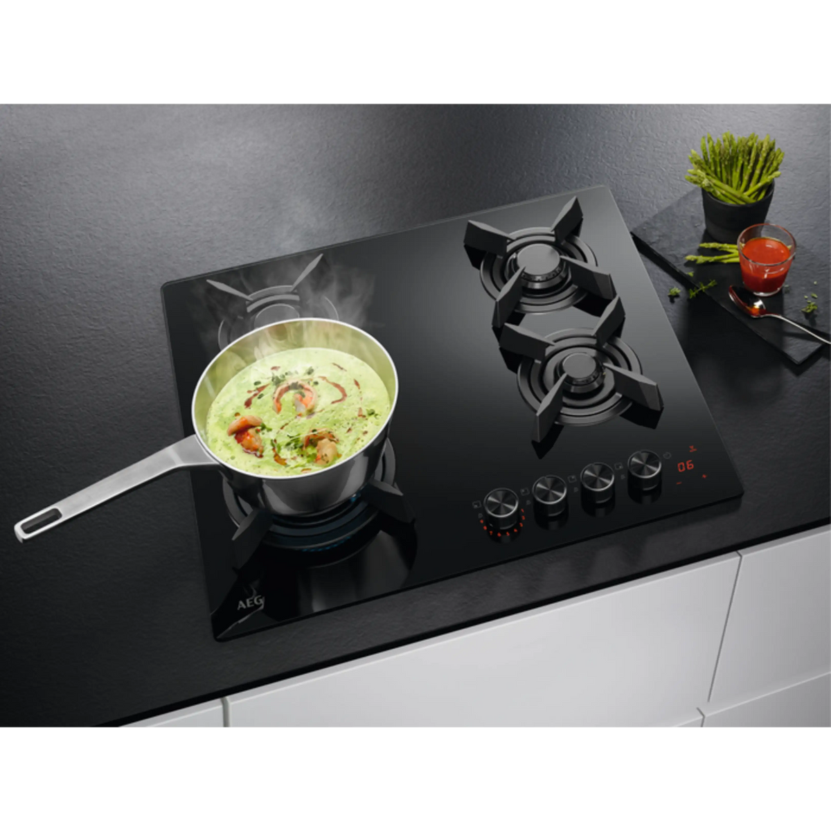 AEG HKB64453NB beépíthető üveg gázfőzőlap