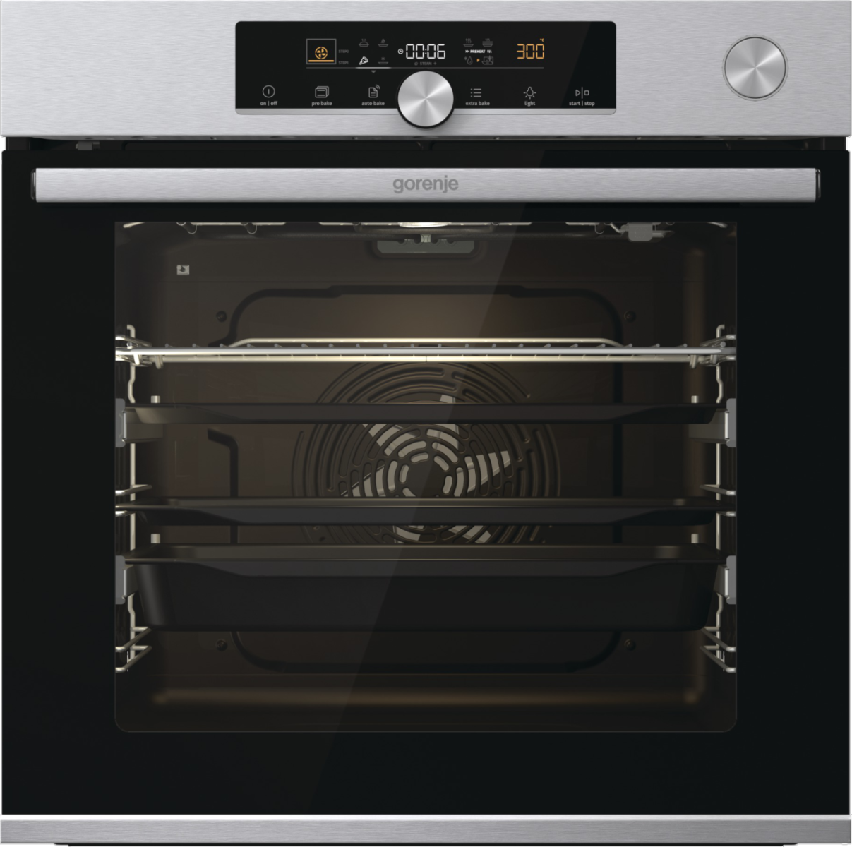 Gorenje BPSA6747A08X beépíthető pirolitikus sütő hozzáadott gőzzel