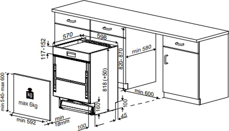 Beko BDSN153E3X beépíthető félig integrált 13 terítékes mosogatógép