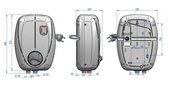 ELDOM Beta 7 fürdőszobai elektromos átfolyós vízmelegítő tusolófejjel (6,5 kW)