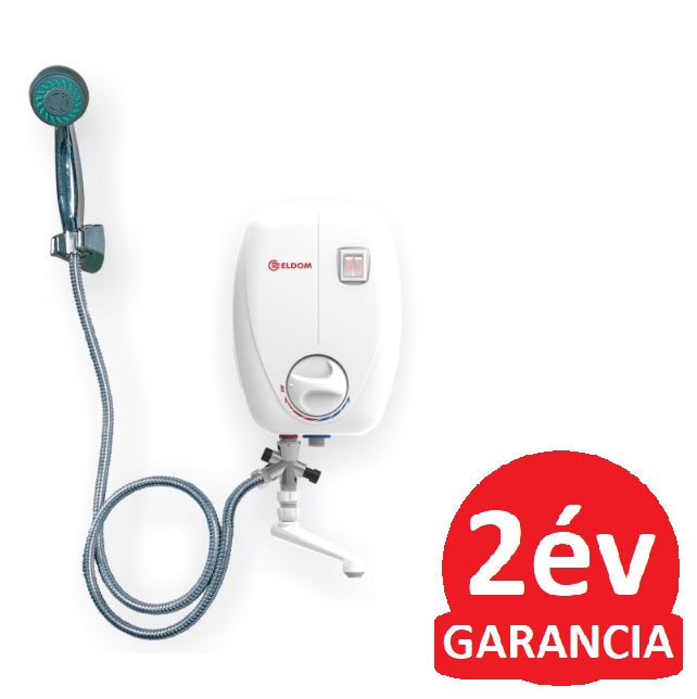 ELDOM Beta 7 fürdőszobai elektromos átfolyós vízmelegítő tusolófejjel (6,5 kW)