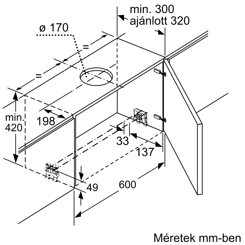 Bosch DFS097A51 beépíthető kihúzható páraelszívó