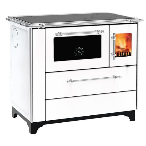 Donna 90 fehér fatüzelésű sparhelt sütővel, 8.1 kW (balos)