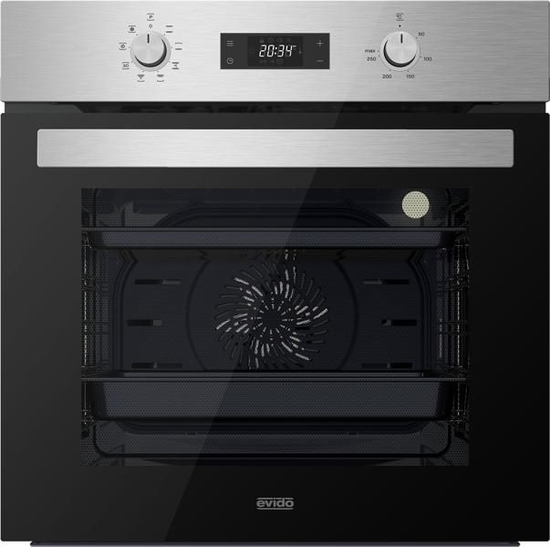 EVIDO LEVEL 60X multifunkciós sütő, inox/fekete üveg - elfekvő készlet
