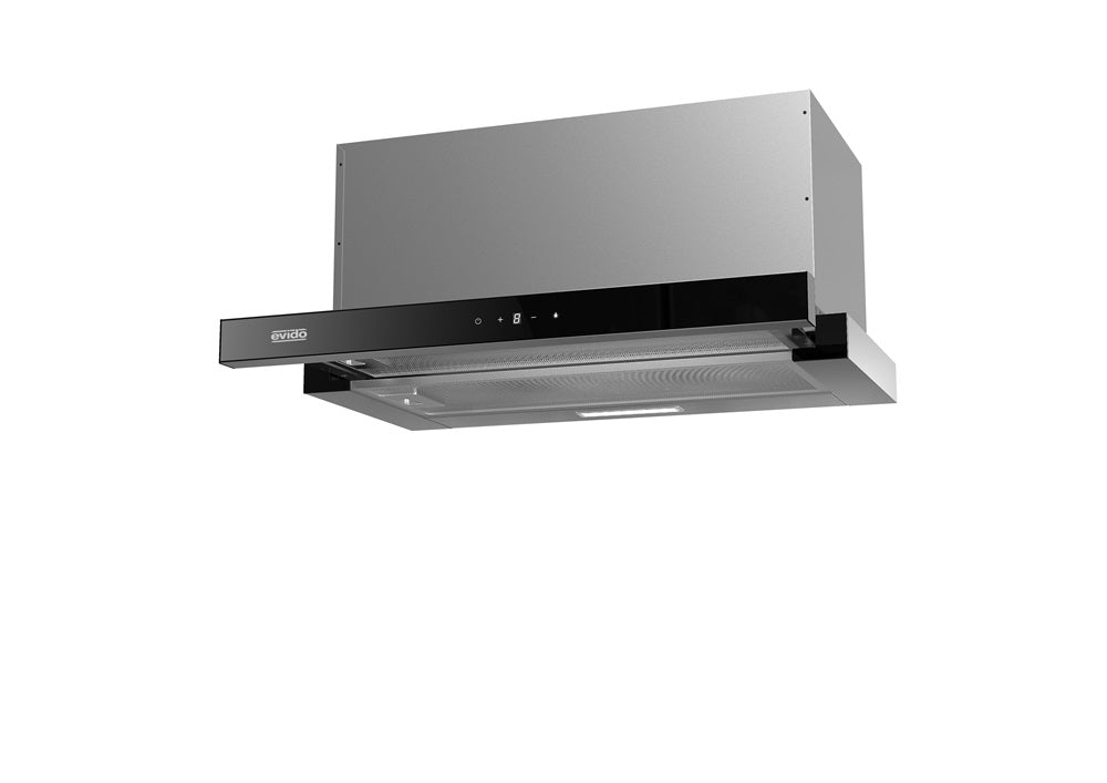 Ecorgan Evido Slimlux (CHT5TB.4) teleszkópos kihúzható 50 cm páraelszívó,  inox/fekete üveg
