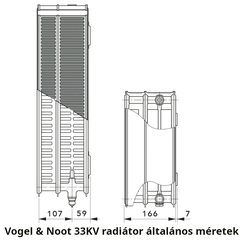 Vogel&Noot 33KV 600x1200 balos szelepes radiátor