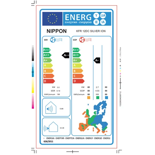 Nippon SILVER ION SMART Inverteres Split Klíma Csepptálca Fűtéssel és Beépített Wifivel 3,5kW
