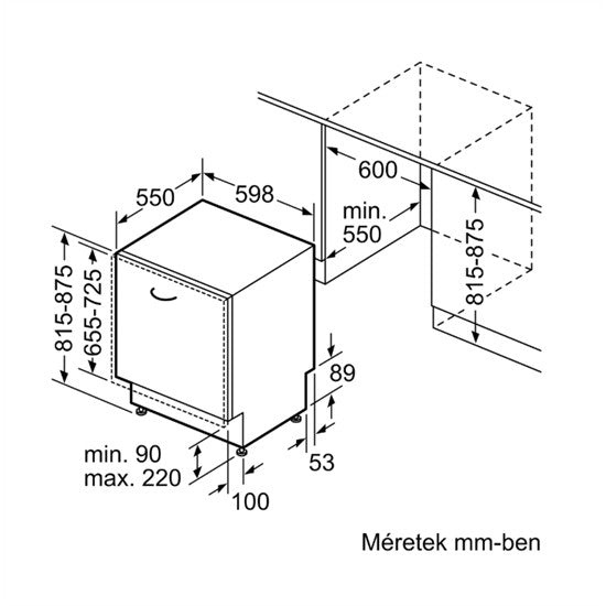 Bosch SMV2HVX06E beépíthető integrált mosogatógép 14 terítékes