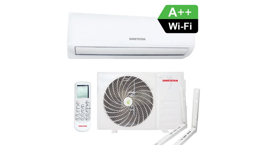 SUNSYSTEM 180C-HSD WiFi oldalfali split hűtő-fűtő klíma, tartó konzollal (R32 - 5,1 kW)