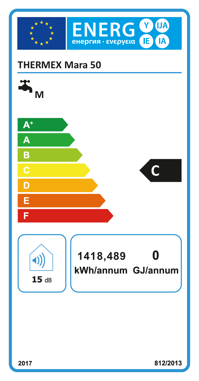 THERMEX MARA 50 - extra lapos elektromos vízmelegítő (50 l - 2,5 kW - antracit - C energiaosztály)