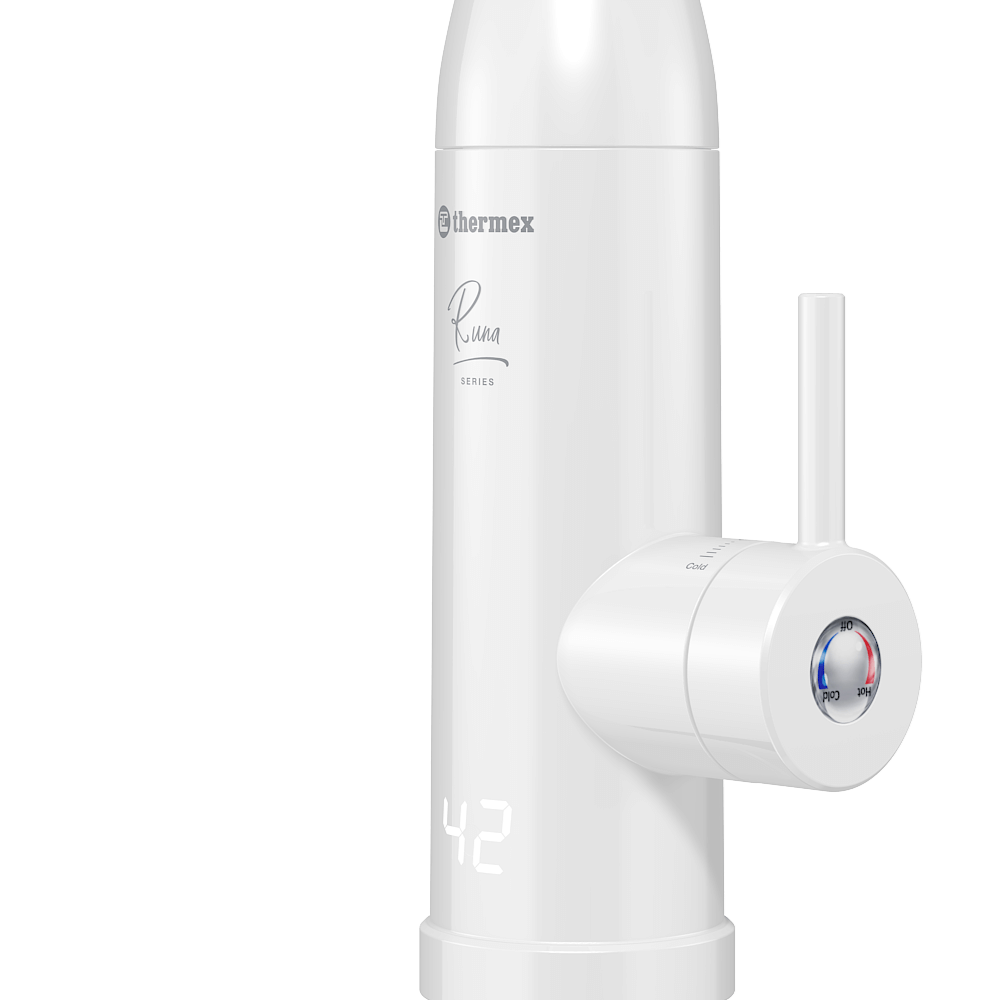Thermex RUNA 3000 átfolyós elektromos vízmelegítő és fehér csaptelep (3 kW)