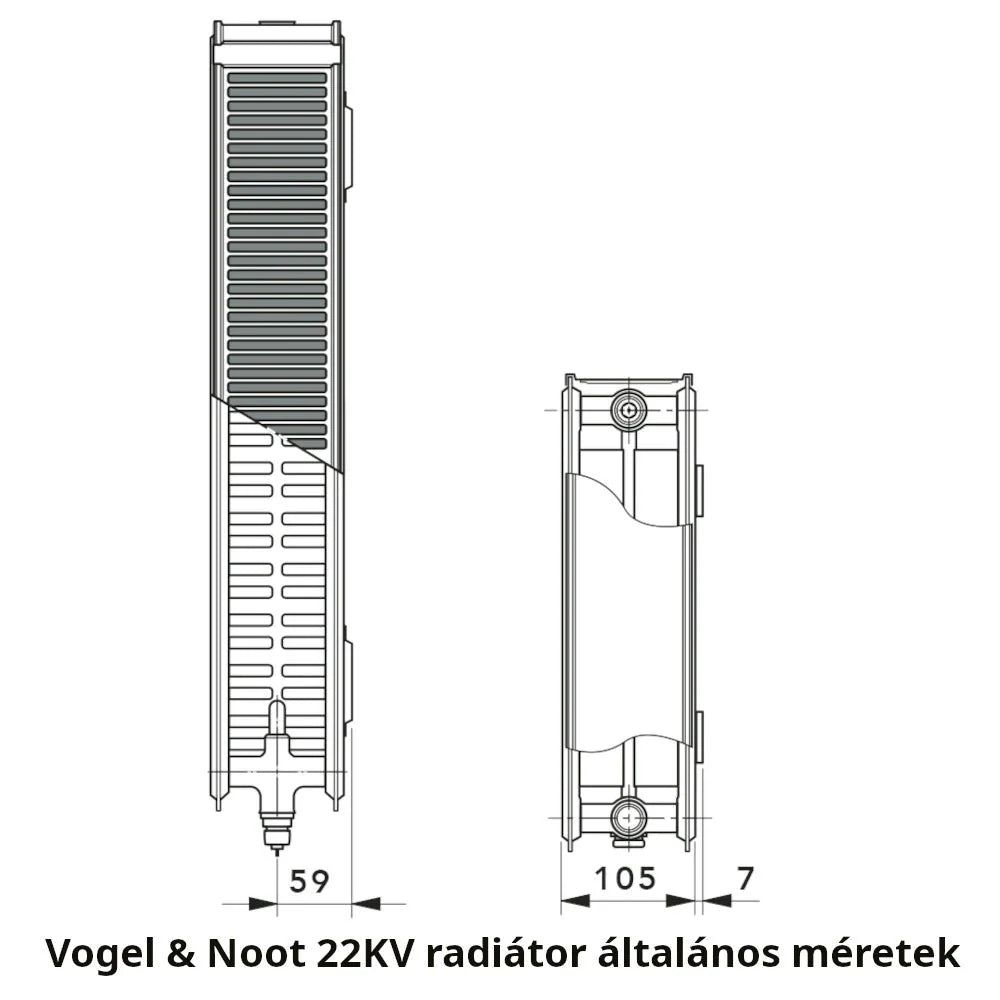 Vogel&Noot 22KV 600x600 jobbos szelepes radiátor