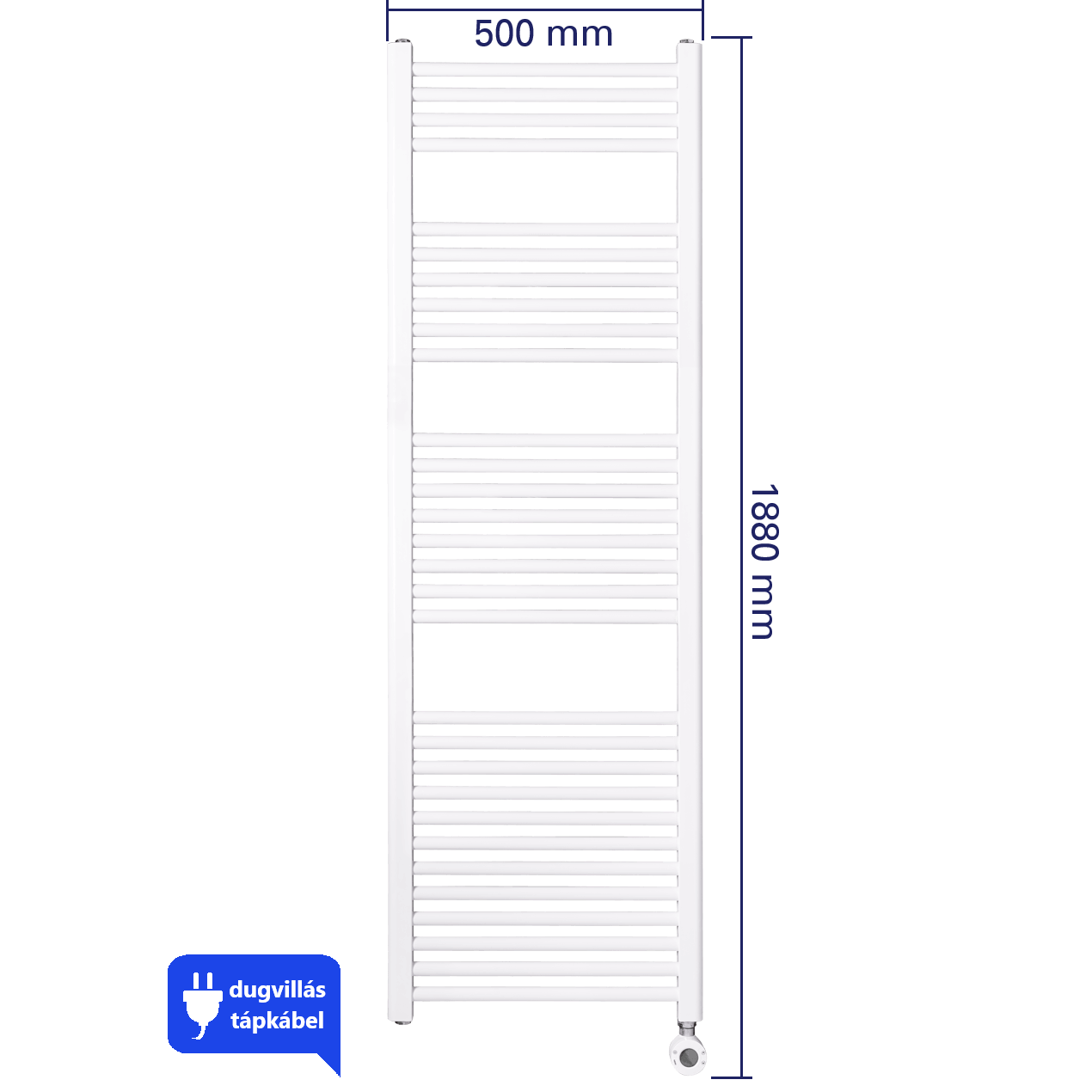 WENTOREX Tolla Electric 900 Watt elektromos törölközőszárítós radiátor (fehér / 500 mm)