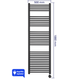 WENTOREX Tolla Electric 900 Watt elektromos törölközőszárítós radiátor (fekete / 500 mm)