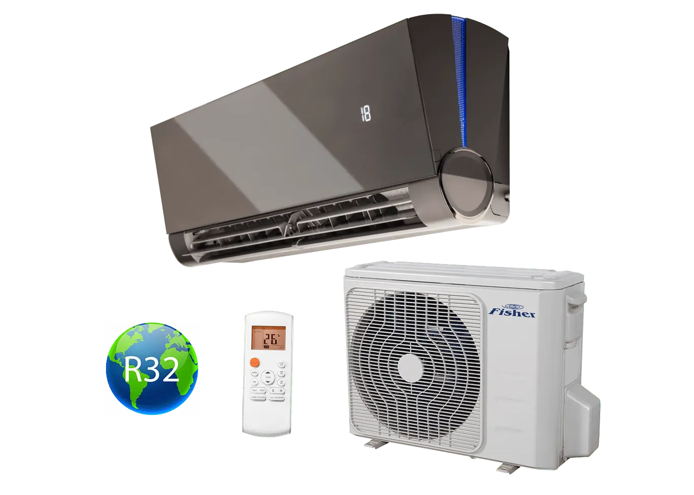 Fisher Art 2.64kW Inverter Split Air Conditioner Anthracite