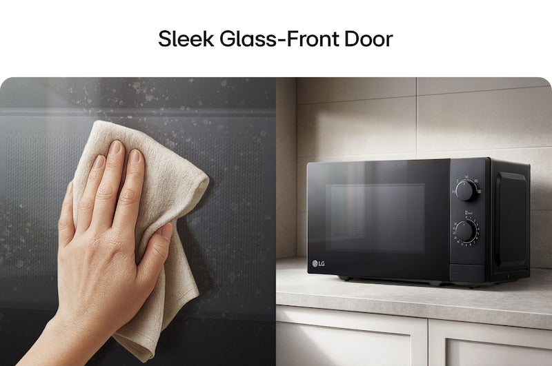 LG MS2082F szabadonálló fekete mikrohullámú sütő 20 literes űrtartalommal.
