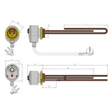 UNIVAL elektromos fűtőbetét termosztáttal 6/4" (galvanizált / 2 kW / 230V)